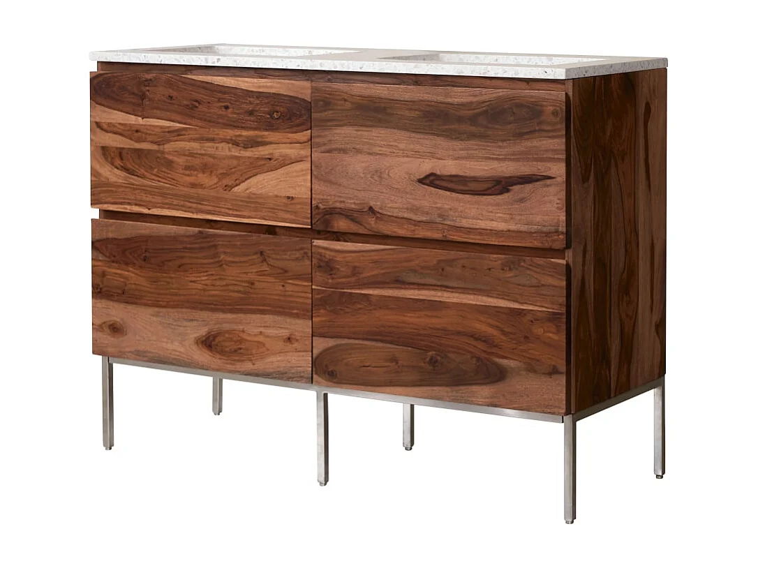 Badmbel Nova aus massivem Palisander und  Premium-Terrazzo Moon 120