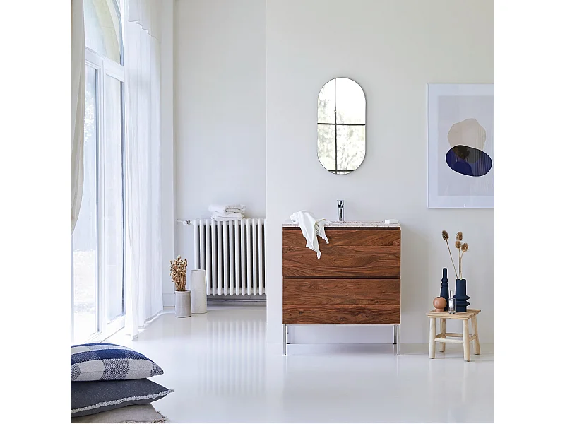 Mobile per il Bagno in legno di palissandro massello e terrazzo premium