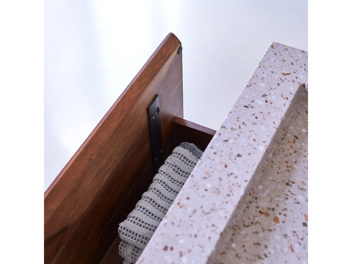 Mobile per il Bagno in legno di palissandro massello e terrazzo premium