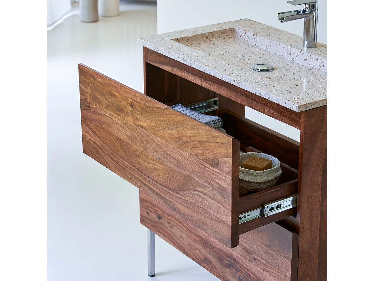 Mobile per il Bagno in legno di palissandro massello e terrazzo premium