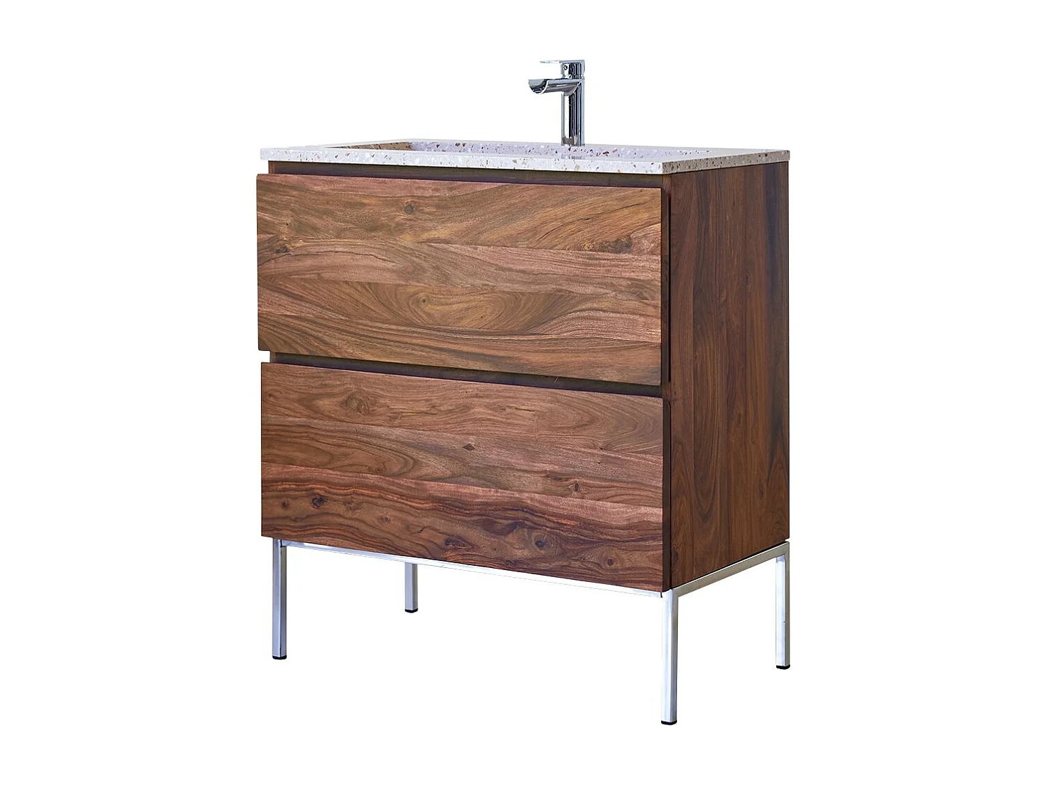 Mobile per il Bagno in legno di palissandro massello e terrazzo premium