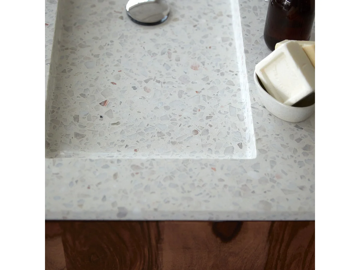 Mobile per il Bagno in legno di palissandro massello e terrazzo premium