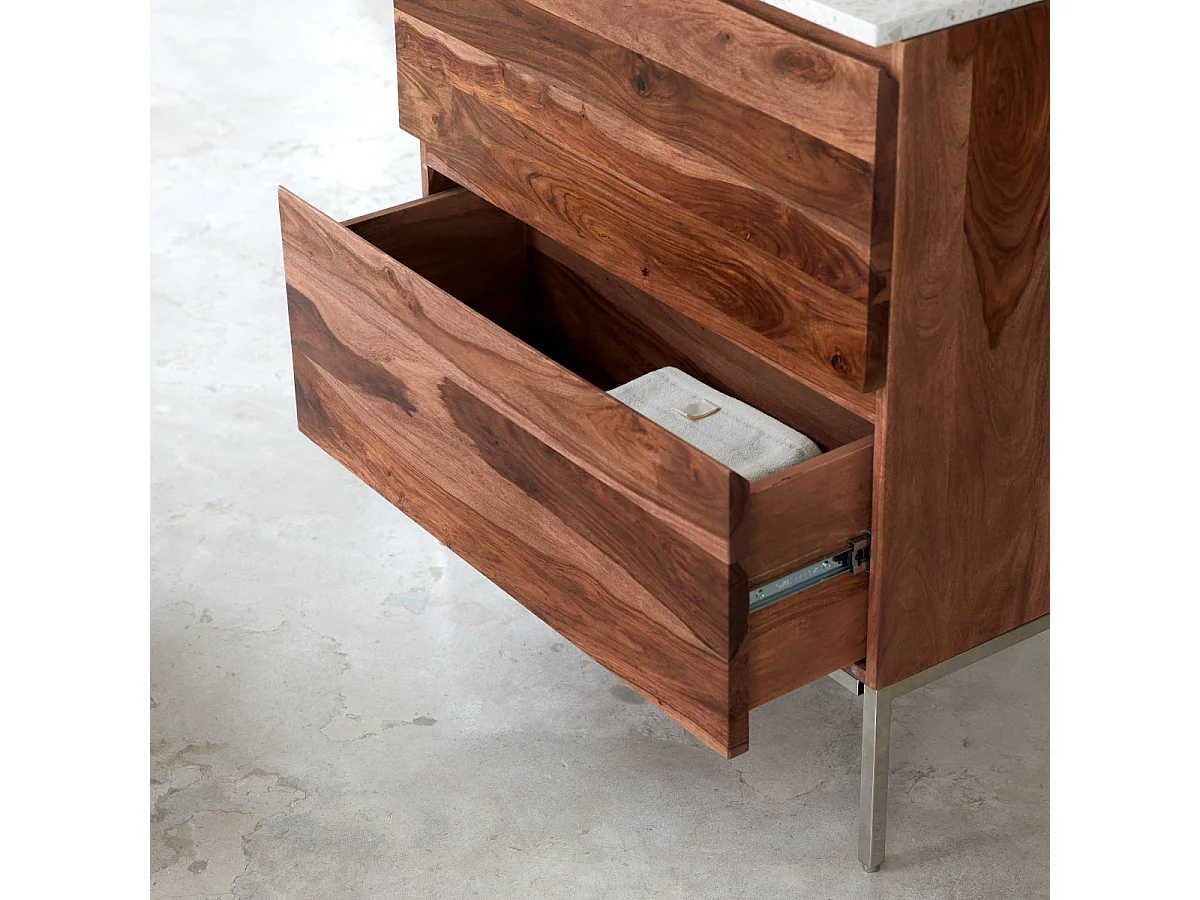 Mobile per il Bagno in legno di palissandro massello e terrazzo premium