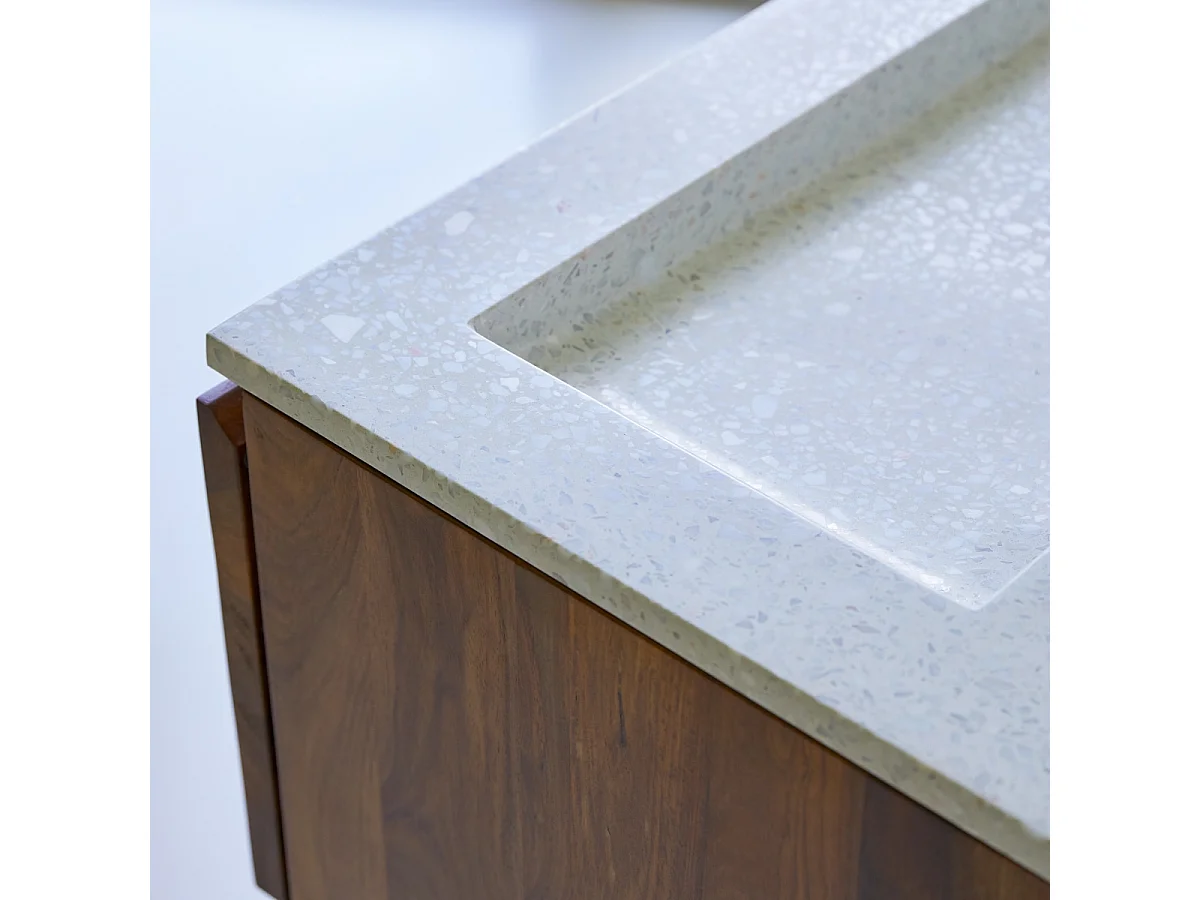 Mobile per il Bagno in legno di palissandro massello e terrazzo premium