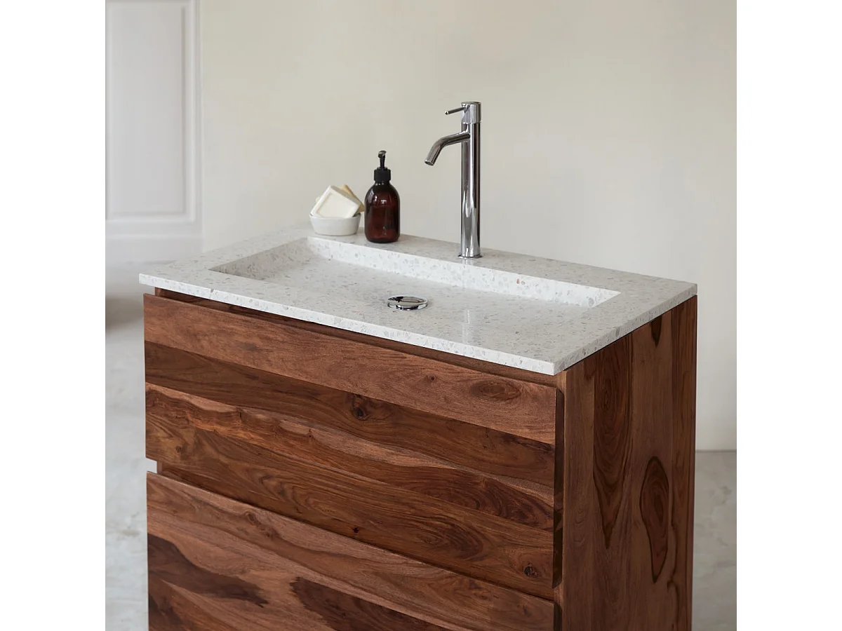 Mobile per il Bagno in legno di palissandro massello e terrazzo premium