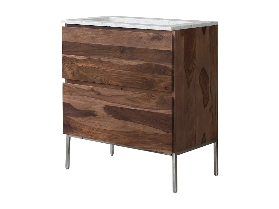 Badmbel Nova aus massivem Palisanderholz und Premium-Terrazzo Moon 80