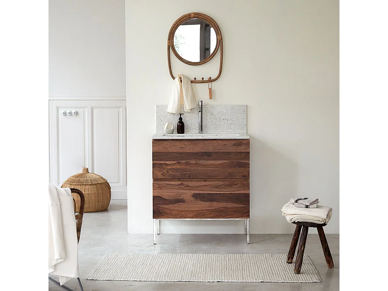 Mobile per il Bagno in legno di palissandro massello e terrazzo premium