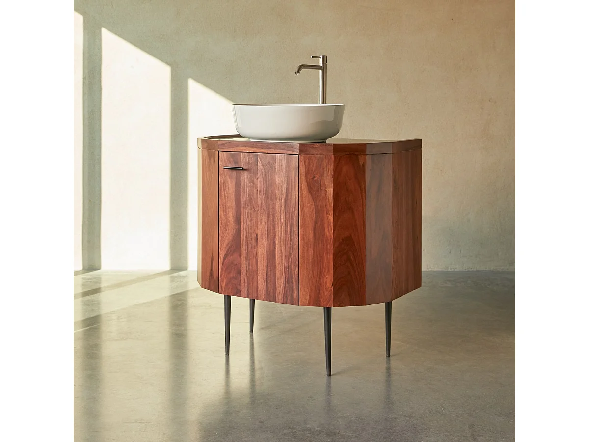 Mobile sotto lavabo in legno di palissandro massello e marmo 80 cm Jade