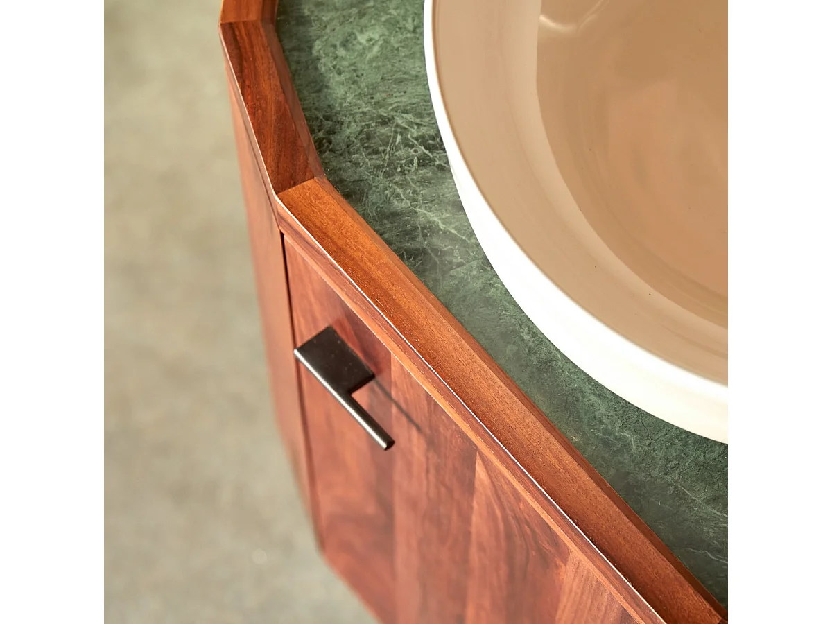 Mobile sotto lavabo in legno di palissandro massello e marmo 80 cm Jade