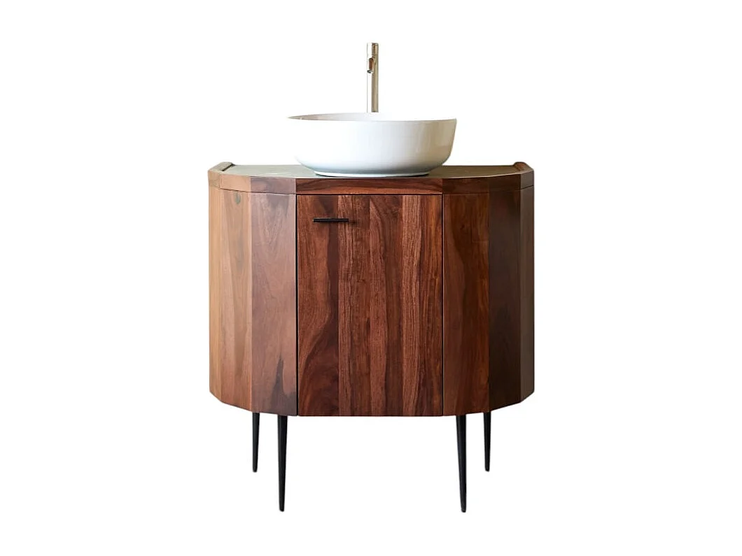 Mobile sotto lavabo in legno di palissandro massello e marmo 80 cm Jade