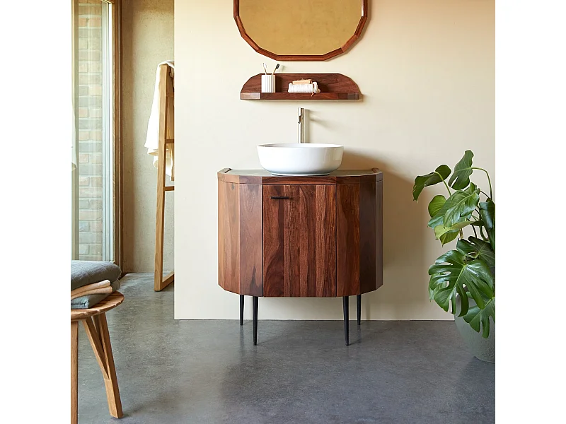 Mobile sotto lavabo in legno di palissandro massello e marmo 80 cm Jade