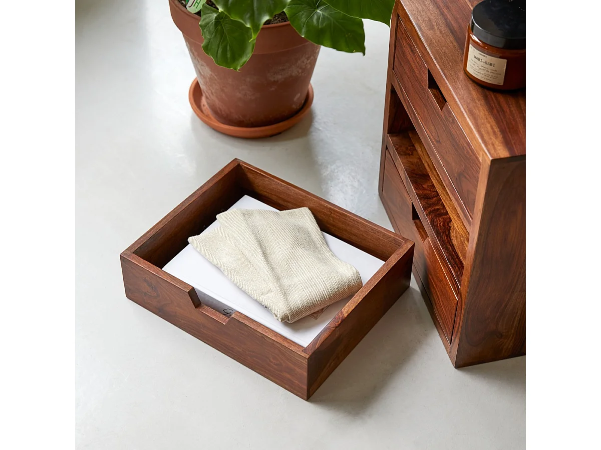 Regal mit Schubkästen kombinierbar Würfel Palisander massives Holz Neu Tikamoon