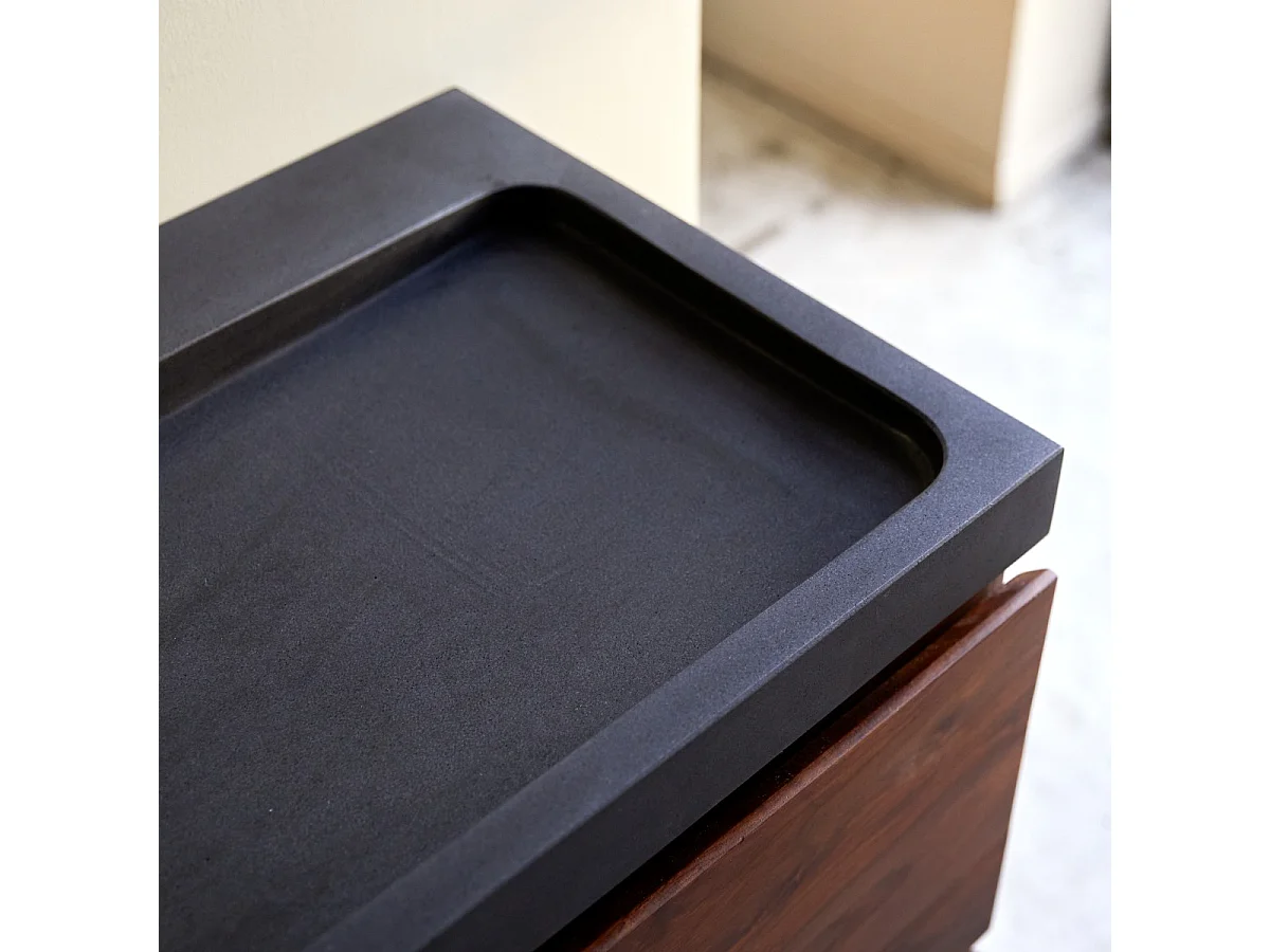 Mobili da bagno in legno di palissandro con lavabo in pietra lavica 80 Nova