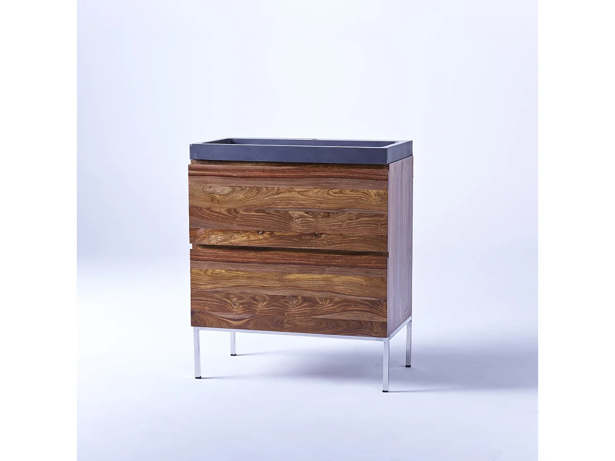 Mobili da bagno in legno di palissandro con lavabo in pietra lavica 80 Nova