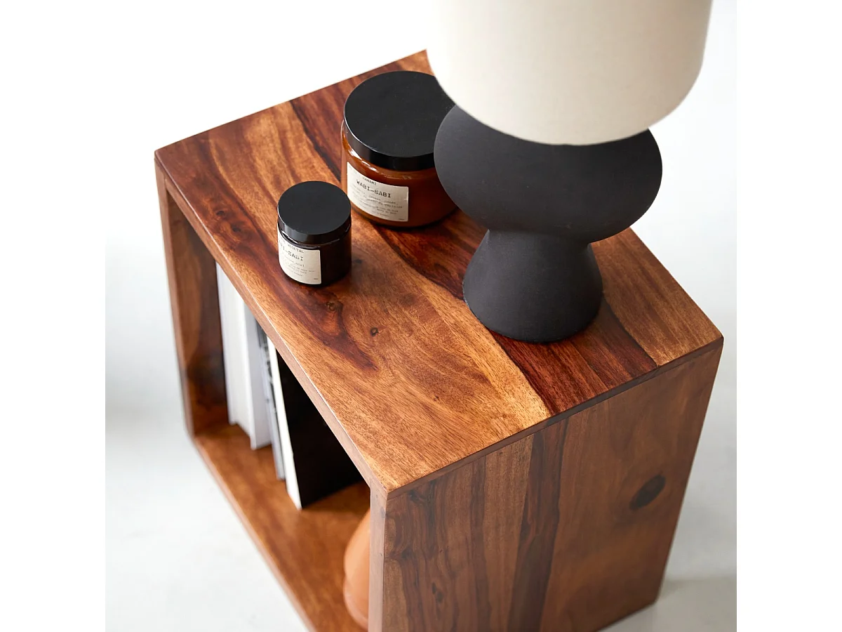 Würfel Beistelltisch Couchtisch TV-Tisch Palisander massives Holz Neu Tikamoon