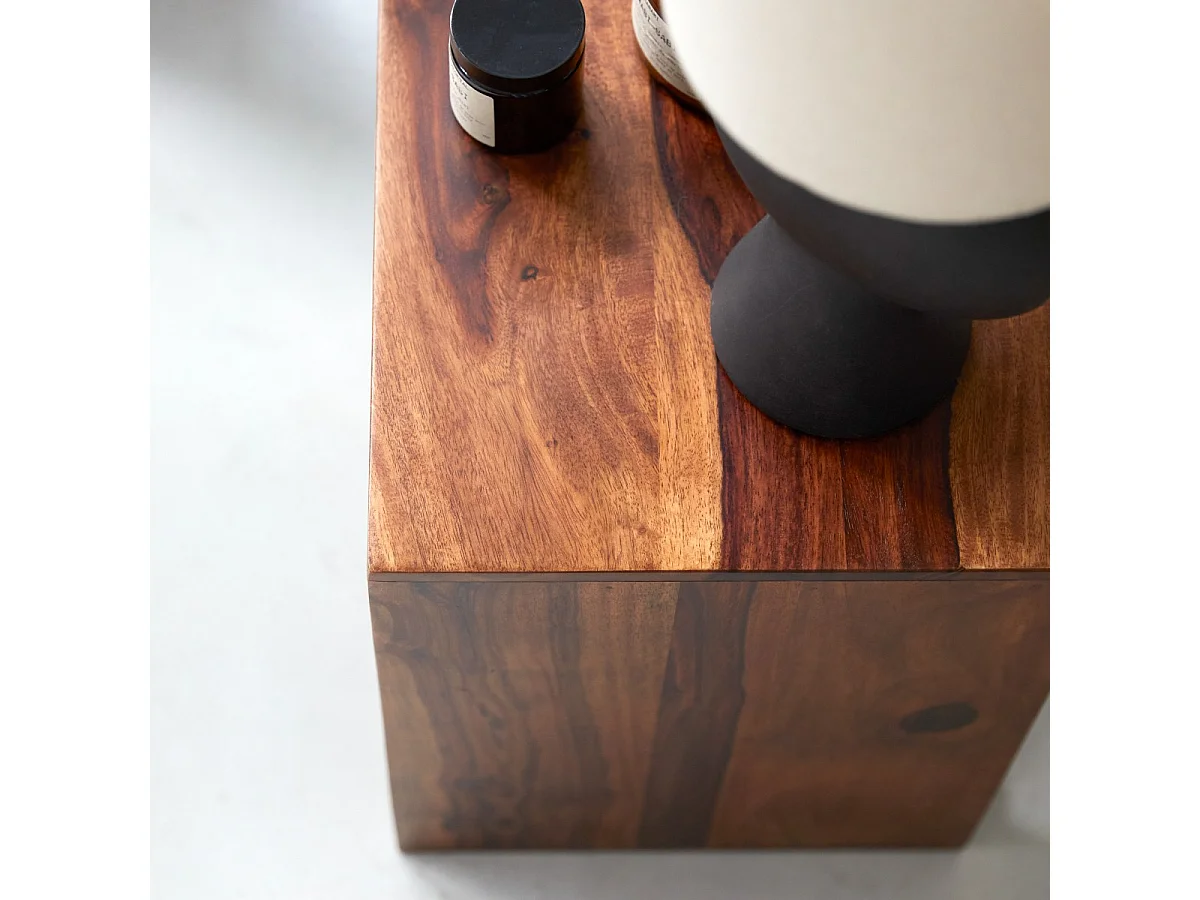 Würfel Beistelltisch Couchtisch TV-Tisch Palisander massives Holz Neu Tikamoon