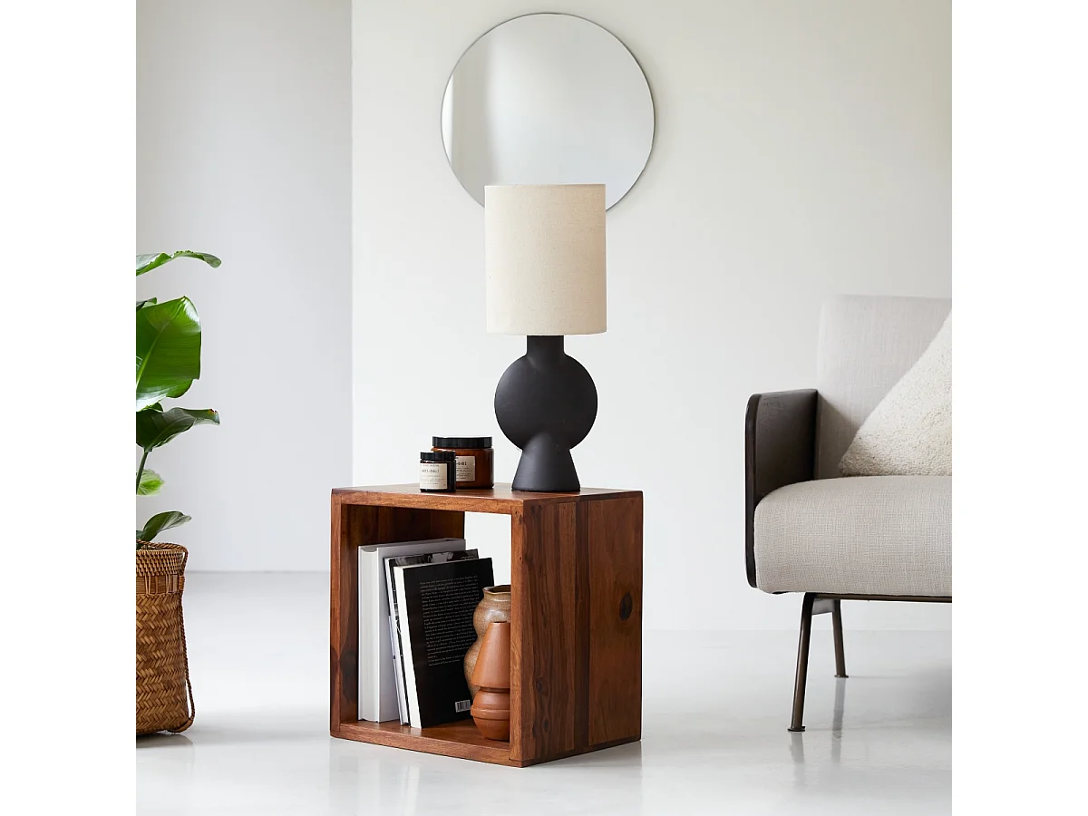 Würfel Beistelltisch Couchtisch TV-Tisch Palisander massives Holz Neu Tikamoon