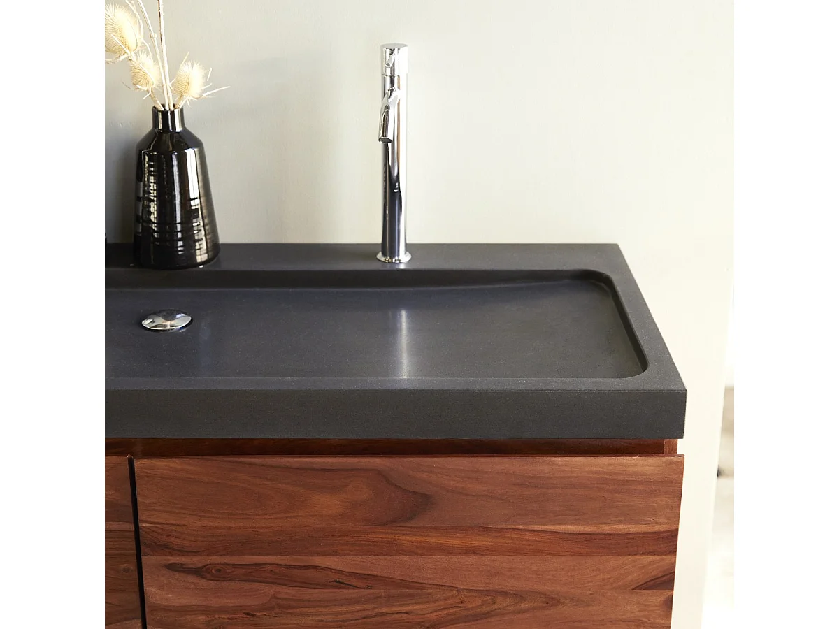 Mobili da bagno in legno di palissandro con lavabo in pietra lavica 120 Nova