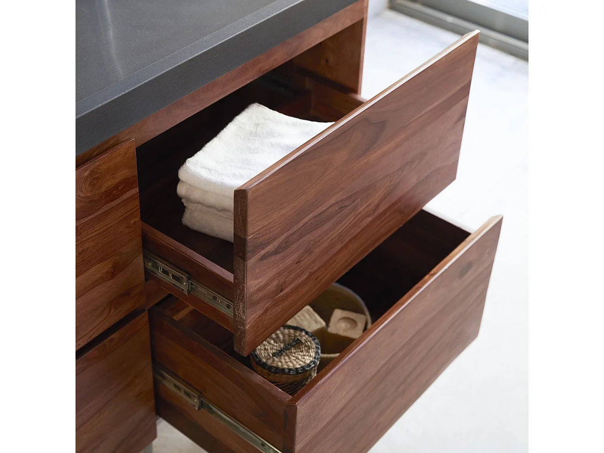 Waschtisch aus Palisander mit integrierten Lavasteinwaschbecken 120 cm Nova