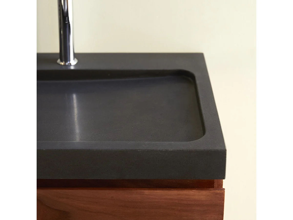 Waschtisch aus Palisander mit integrierten Lavasteinwaschbecken 120 cm Nova