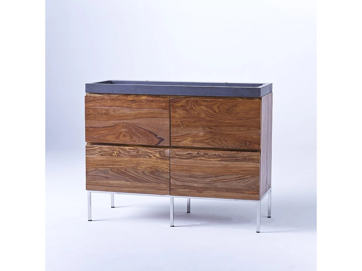 Waschtisch aus Palisander mit integrierten Lavasteinwaschbecken 120 cm Nova