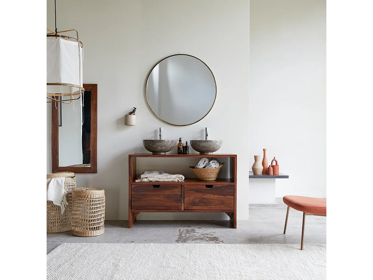 Waschtisch Waschbeckenunterschrank Massivhol Badezimmer Palisander zwei Becken