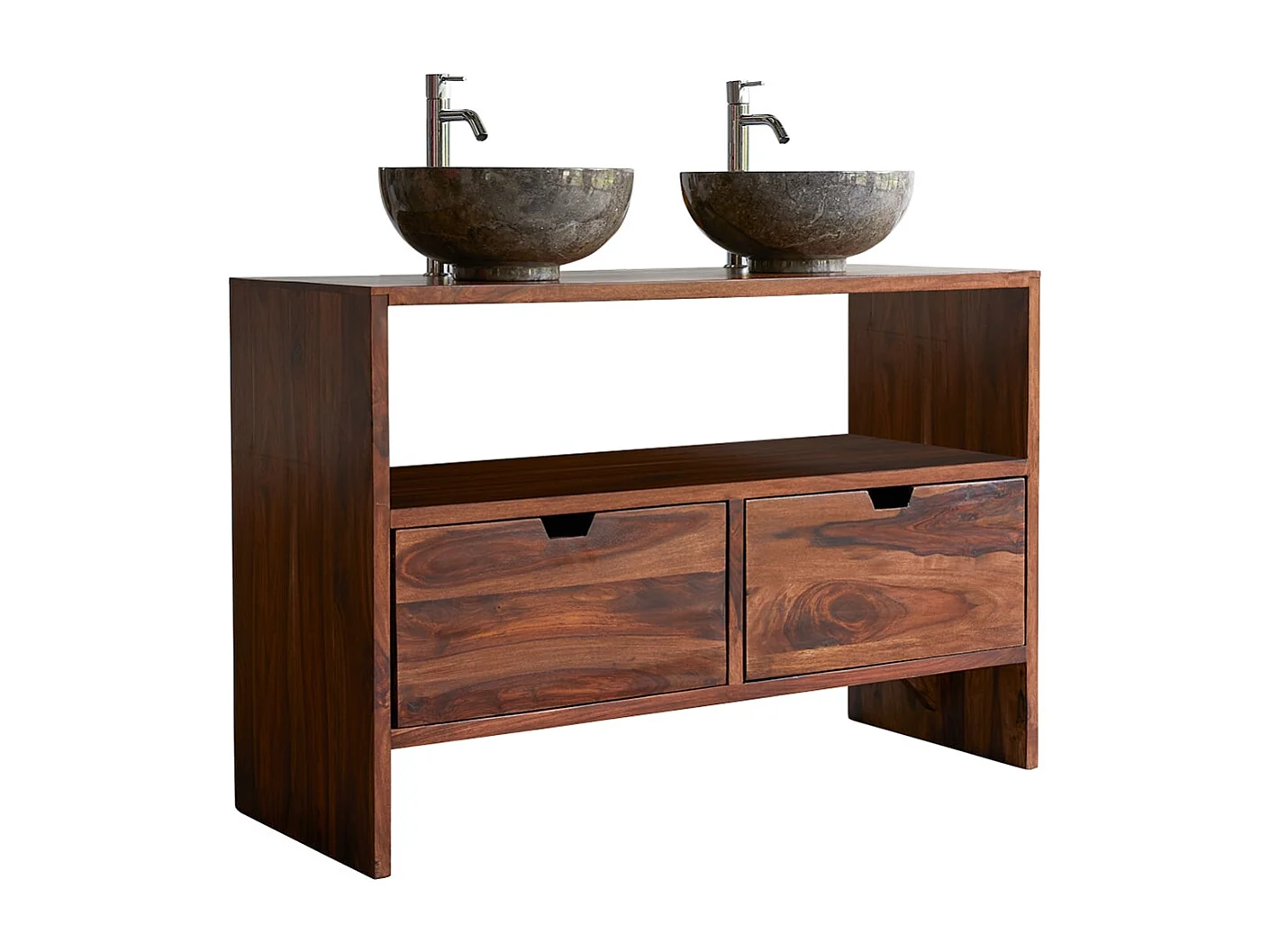 Waschtisch Waschbeckenunterschrank Massivhol Badezimmer Palisander zwei Becken