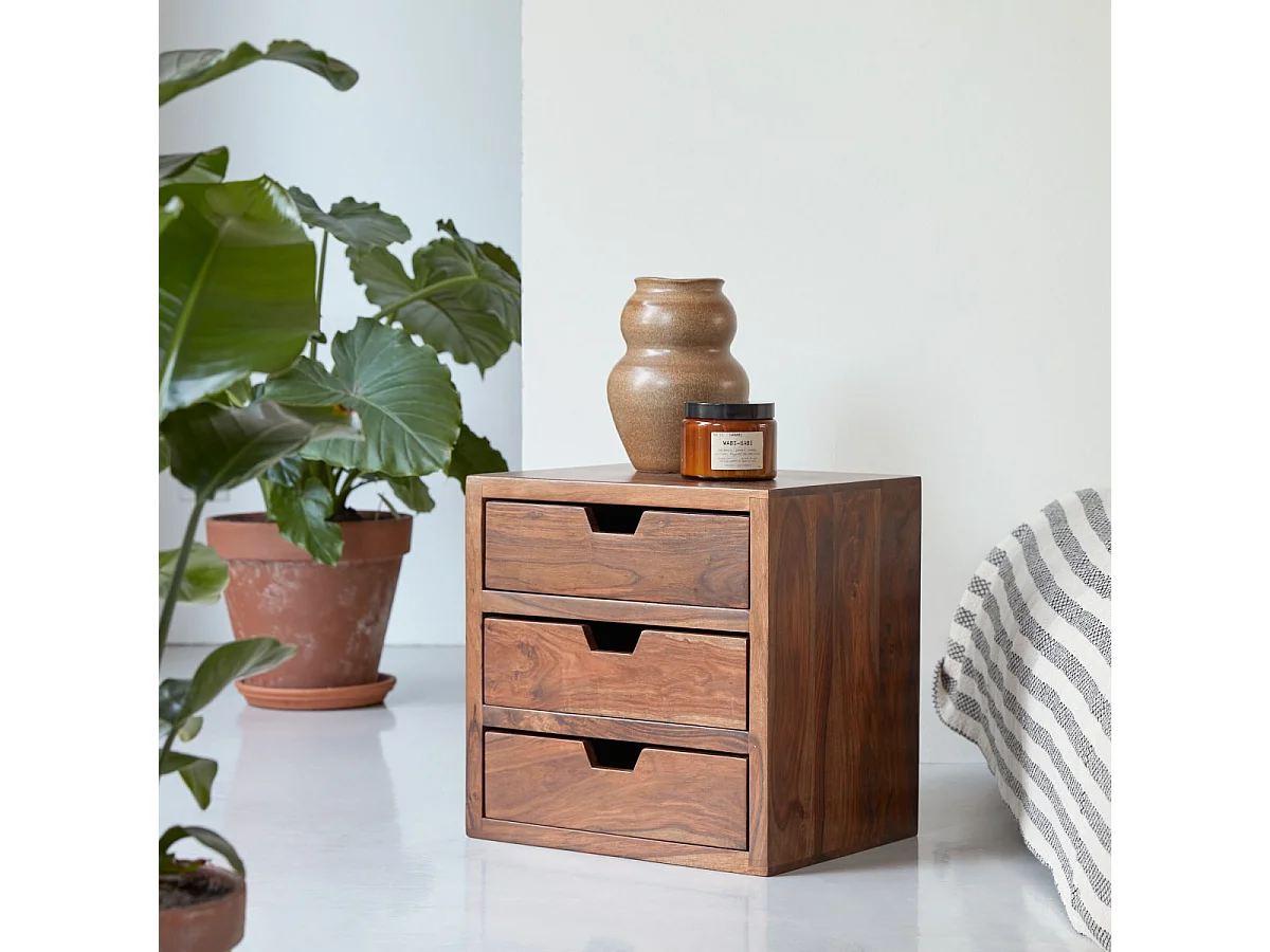 Nachttisch Kwarto aus massivem Palisanderholz 3 Schubladen