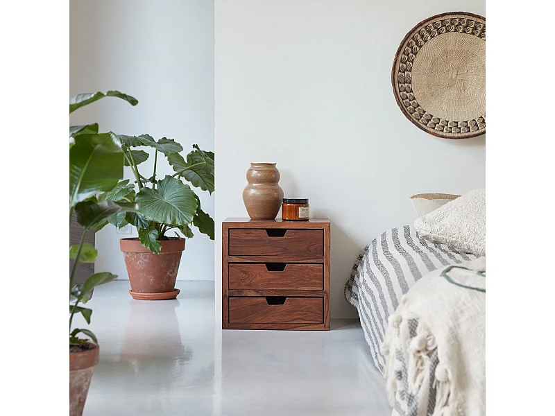 Nachttisch Kwarto aus massivem Palisanderholz 3 Schubladen