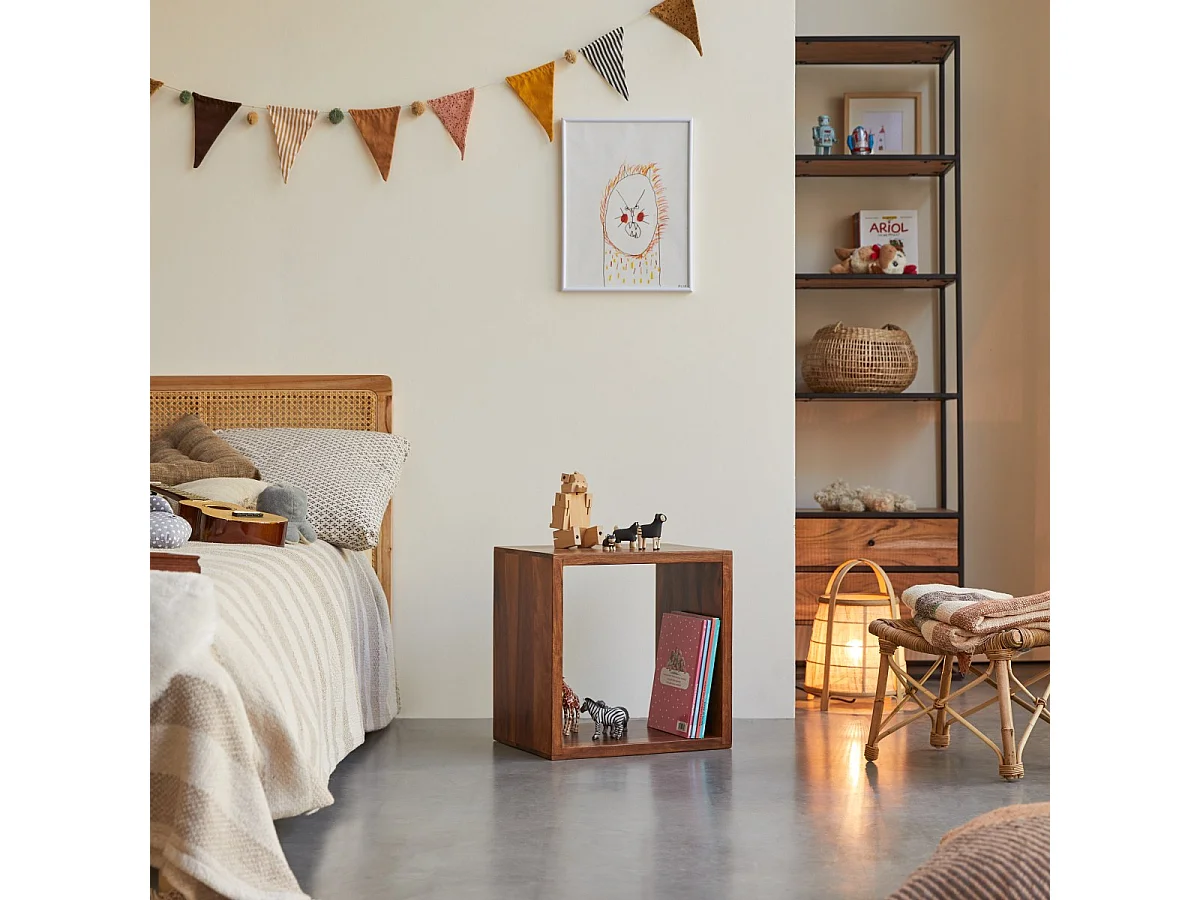 Comodino per bambini in legno di palissandro massello Kwarto