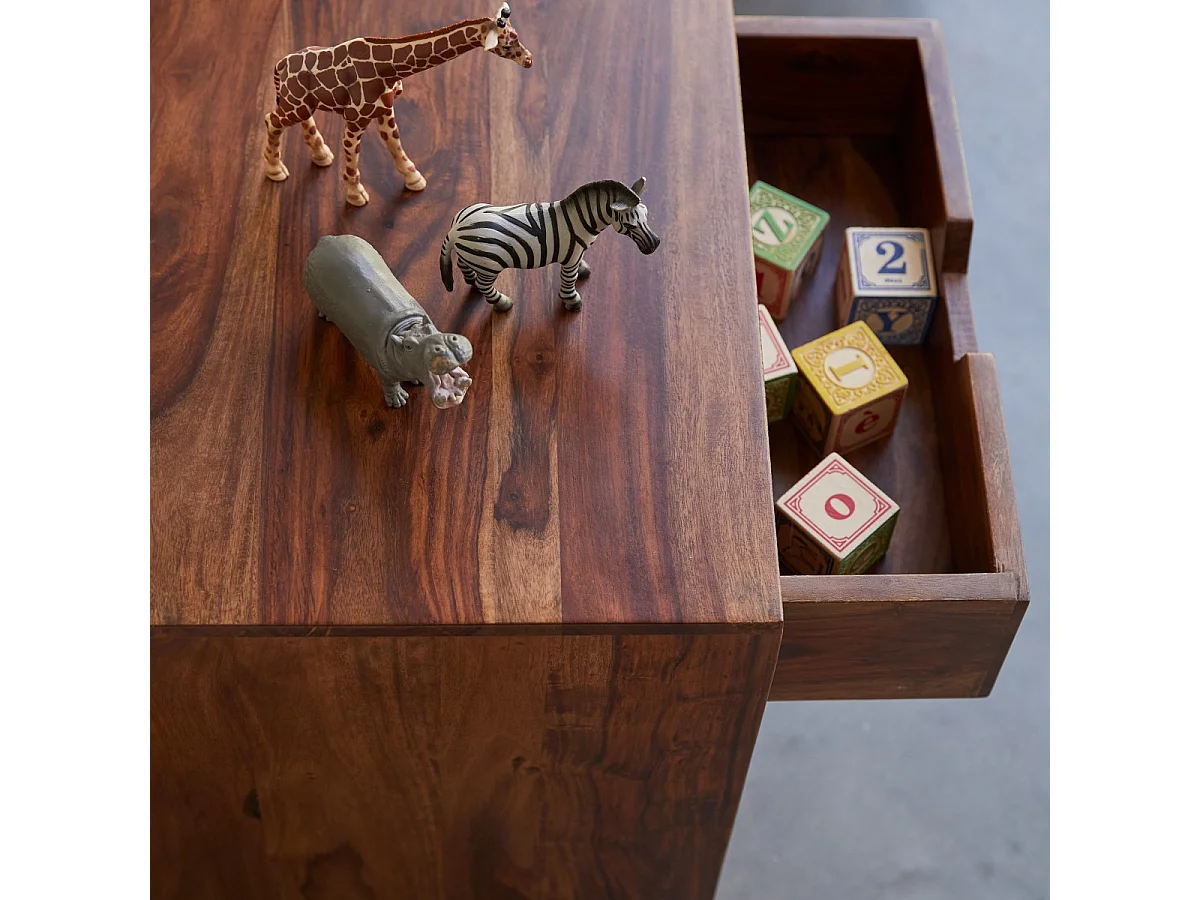 Comodino per bambini in legno di palissandro massello Kwarto 3 cassetti