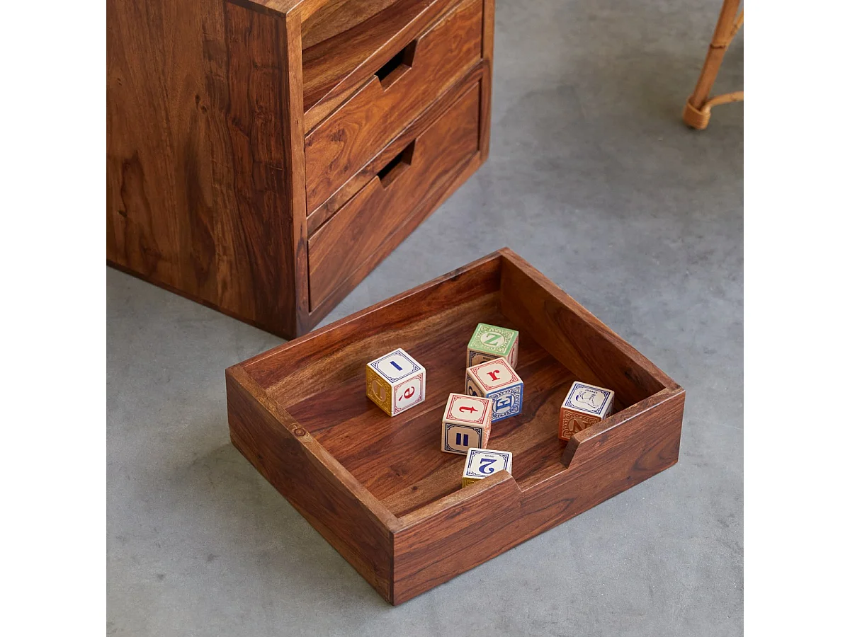 Comodino per bambini in legno di palissandro massello Kwarto 3 cassetti