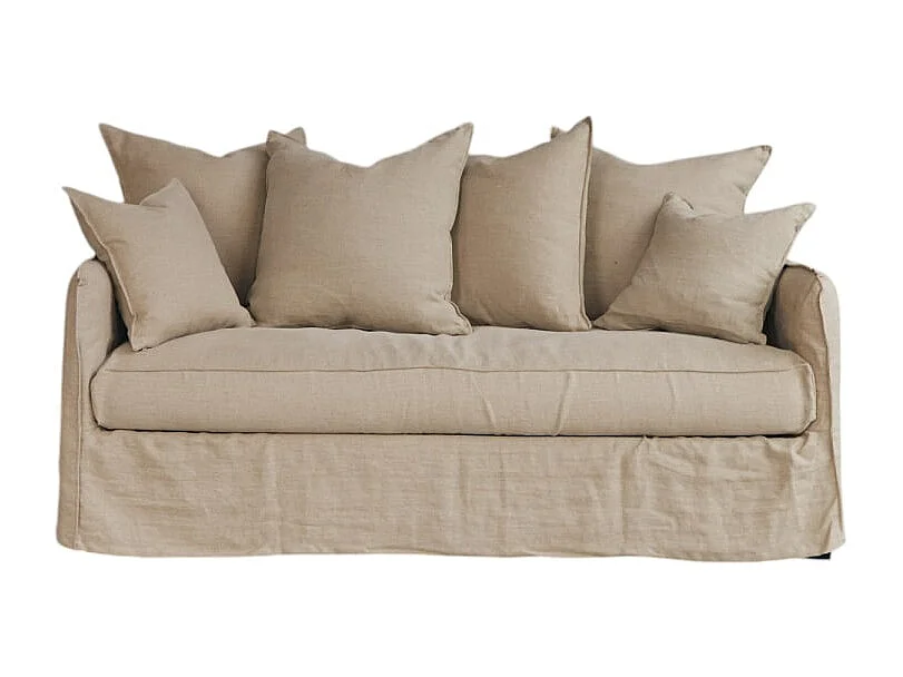 Divano in lino naturale Ariane, 3 posti