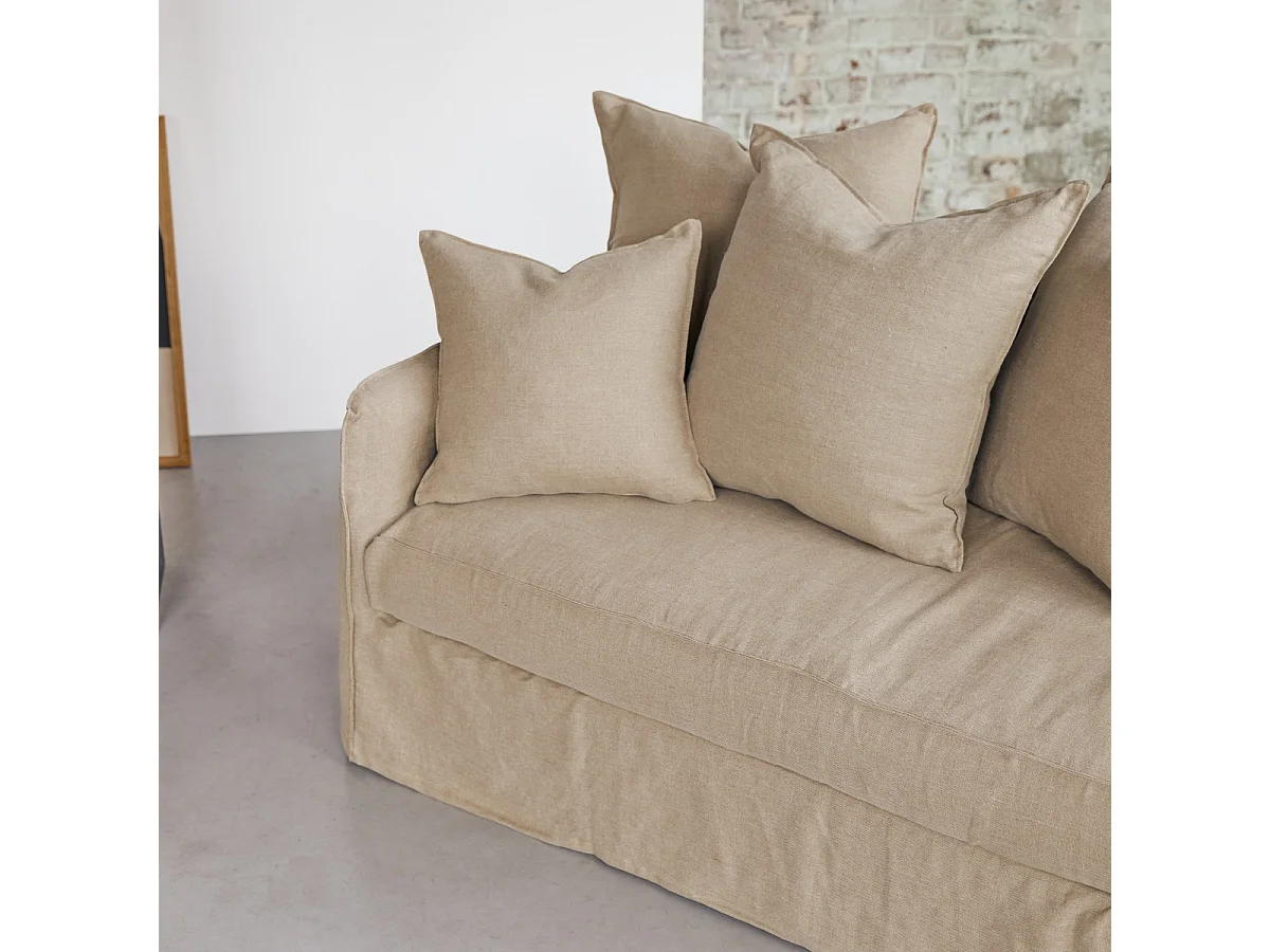Divano in lino naturale Ariane, 3 posti