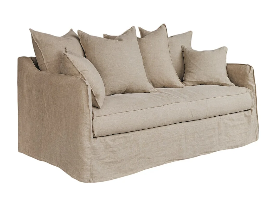 Divano in lino naturale Ariane, 3 posti