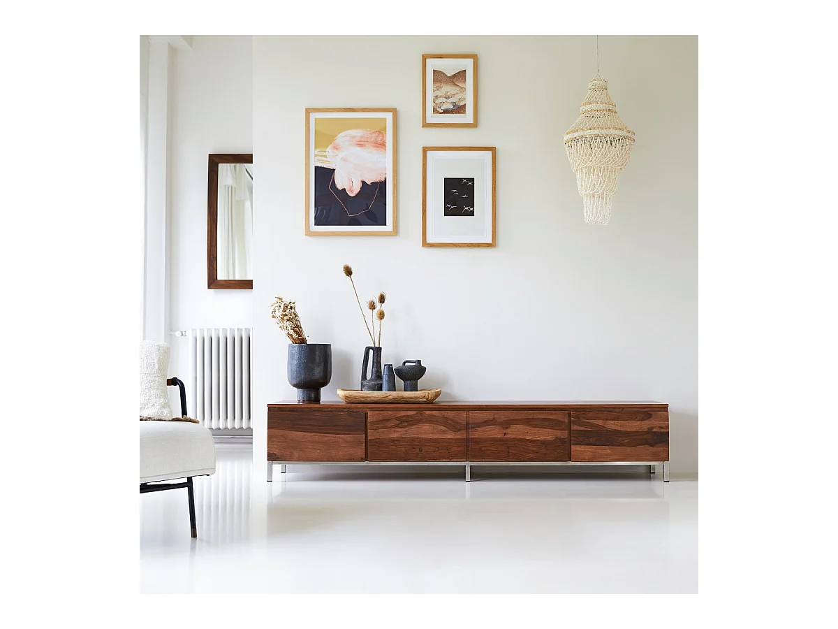TV Möbel Palisander 205cm Wohnzimmer Hifi Sideboard TV Rack Fernsehschrank