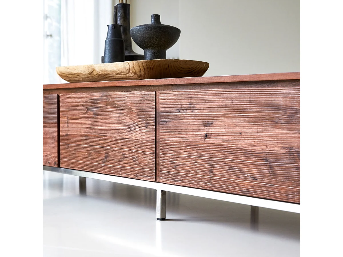 TV Möbel Palisander 205cm Wohnzimmer Hifi Sideboard TV Rack Fernsehschrank