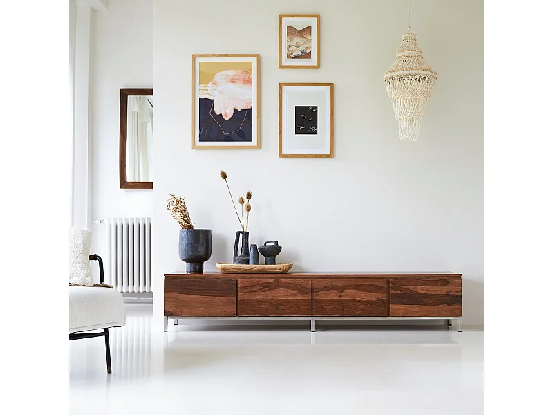 TV Möbel Palisander 205cm Wohnzimmer Hifi Sideboard TV Rack Fernsehschrank