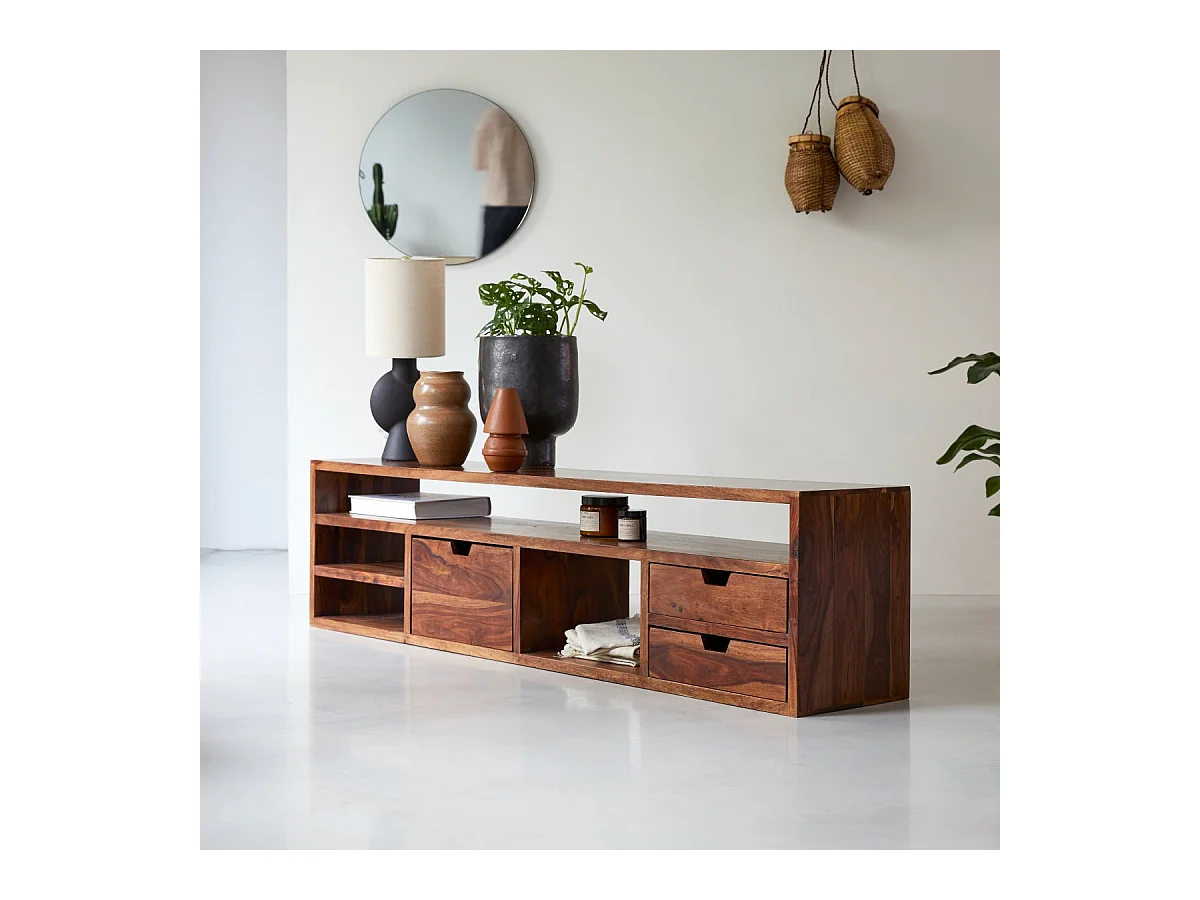 TV-Unterschrank TV-Schrank TV-Tisch Palisander massives Holz 170cm Tikamoon