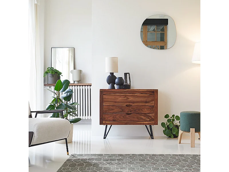 Cassettiera in legno massello di palissandro con 3 cassetti Bonnie