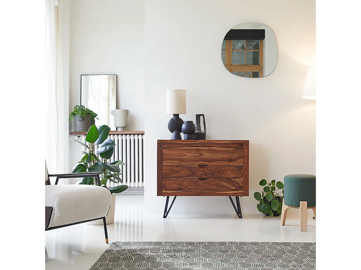 Cassettiera in legno massello di palissandro con 3 cassetti Bonnie