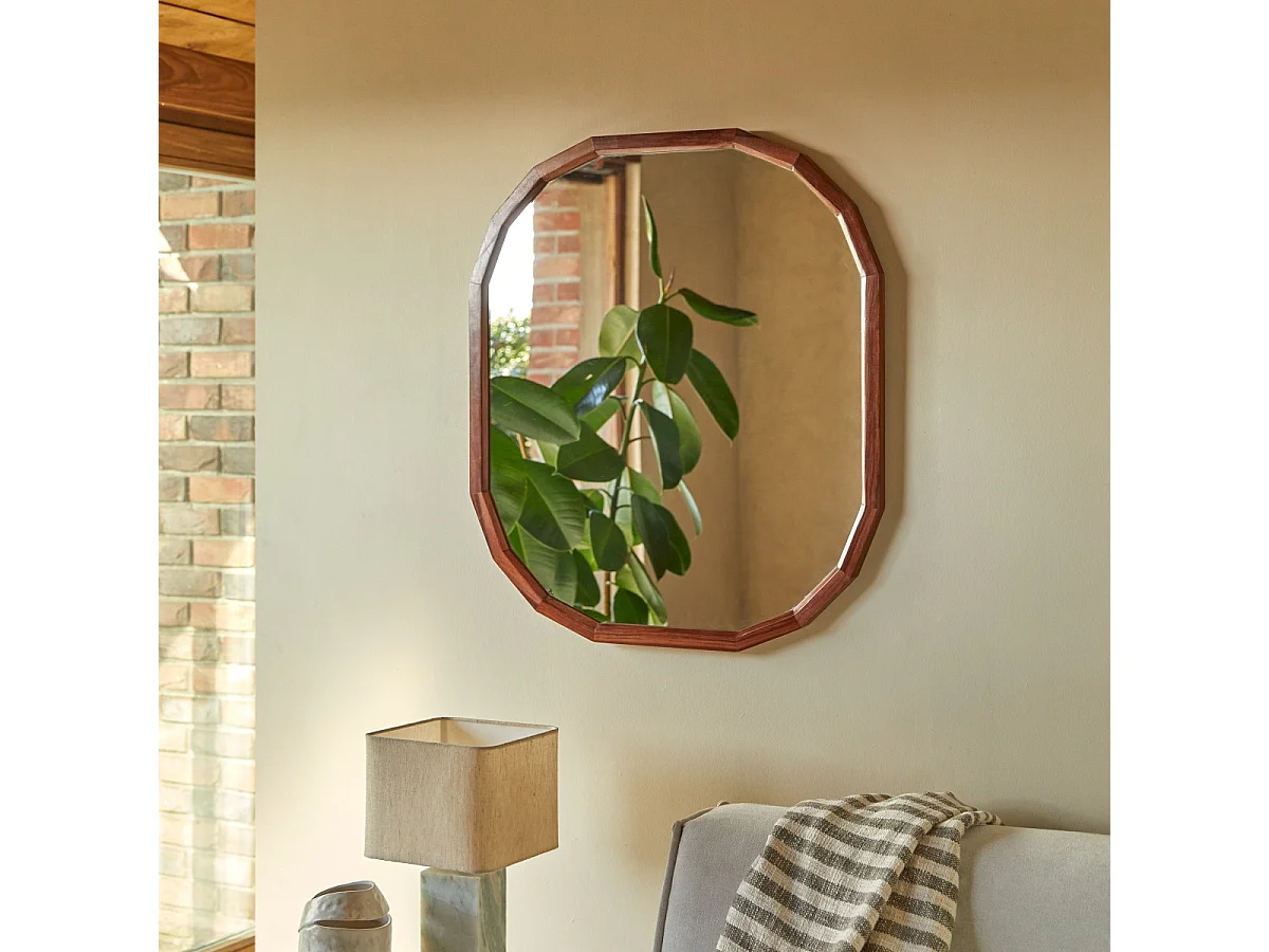 Specchio decorativo in legno di palissandro massello 80x70 cm Jade