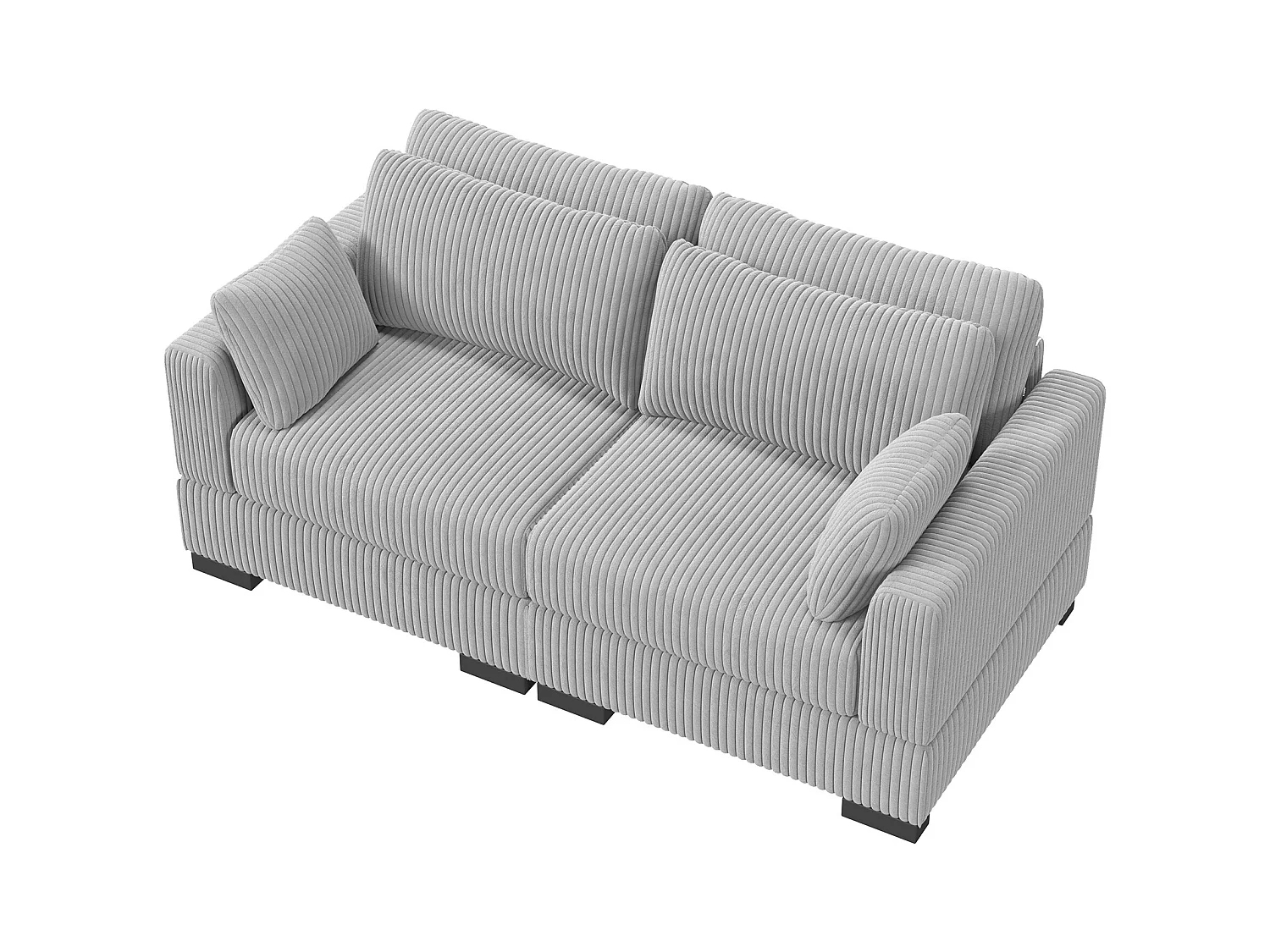 Canapé en forme de 2 places avec tabouret de rangement, canapé d'angle en velours côtelé avec ottoman, canapé doux pour salon, famille, gris