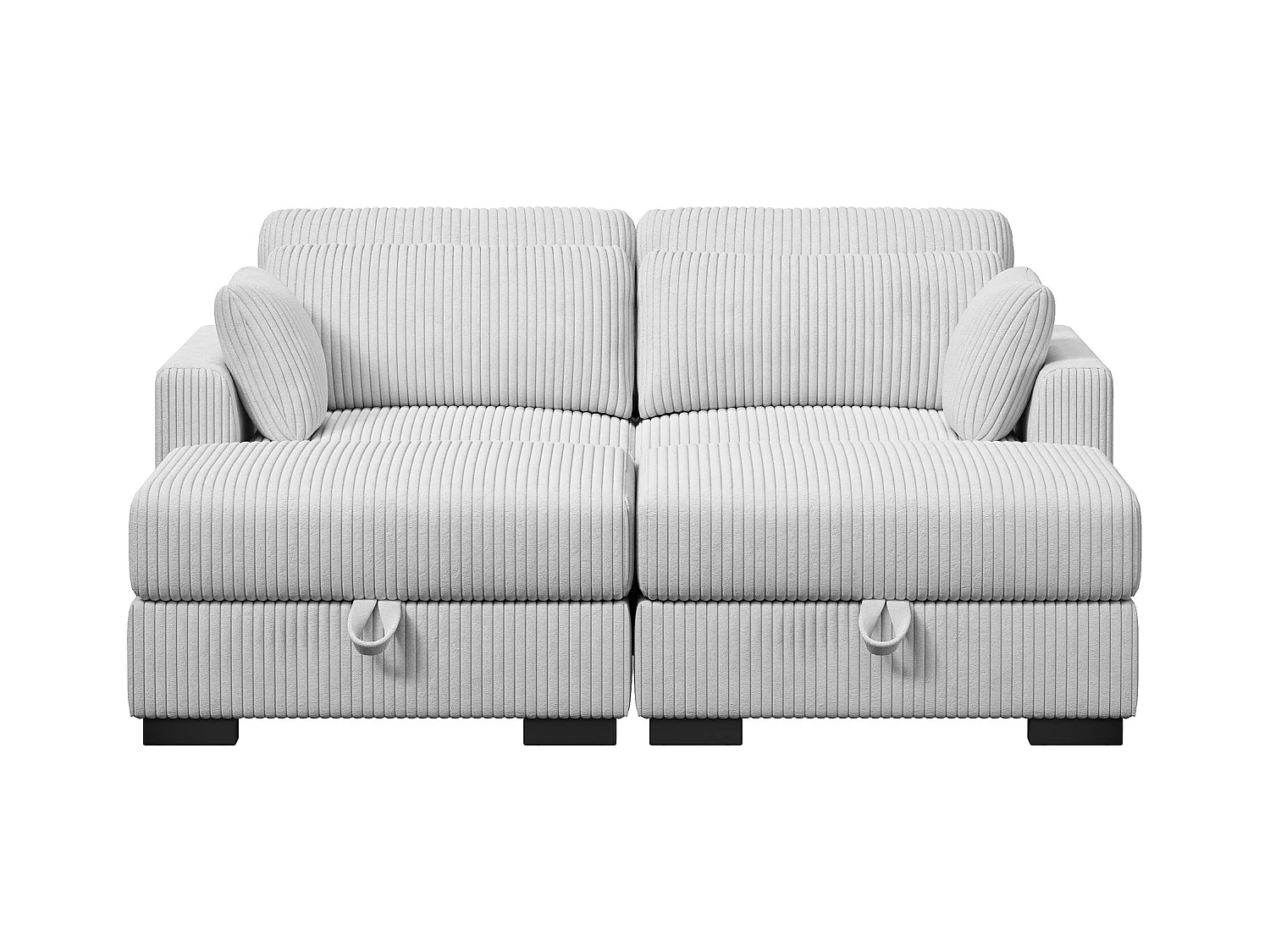 Canapé en forme de 2 places avec tabouret de rangement, canapé d'angle en velours côtelé avec ottoman, canapé doux pour salon, famille, gris