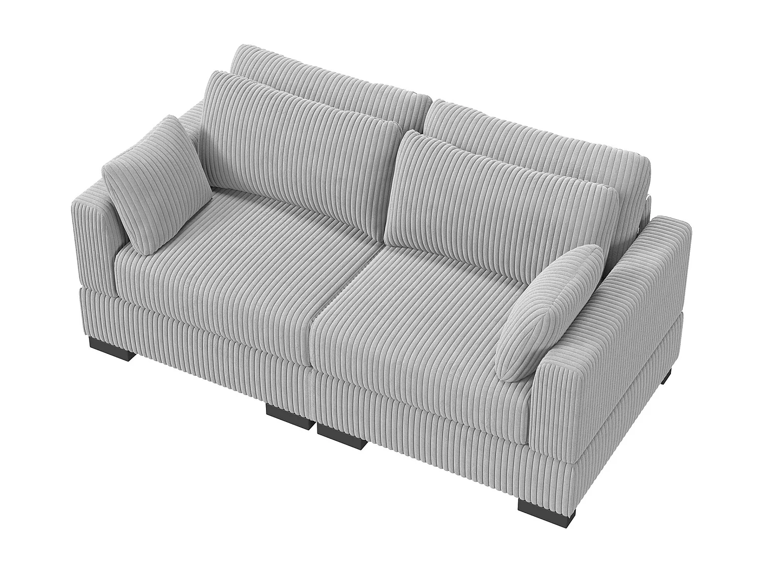 Canapé en forme de 2 places avec tabouret de rangement, canapé d'angle en velours côtelé avec ottoman, canapé doux pour salon, famille, gris