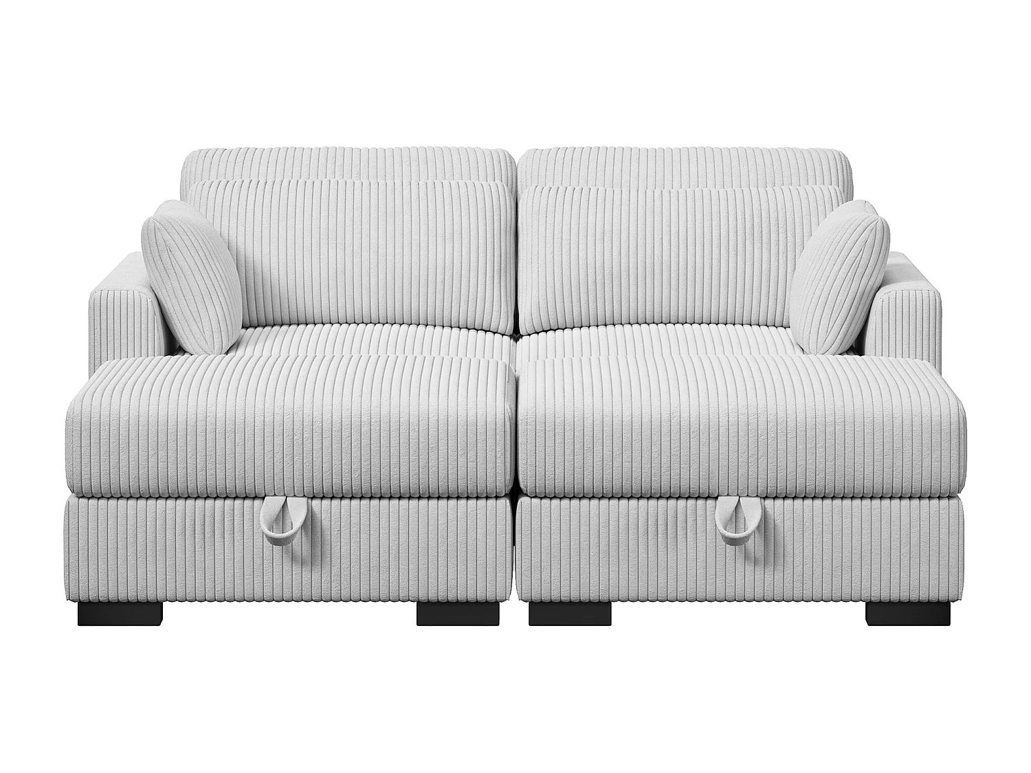 Canapé en forme de 2 places avec tabouret de rangement, canapé d'angle en velours côtelé avec ottoman, canapé doux pour salon, famille, gris