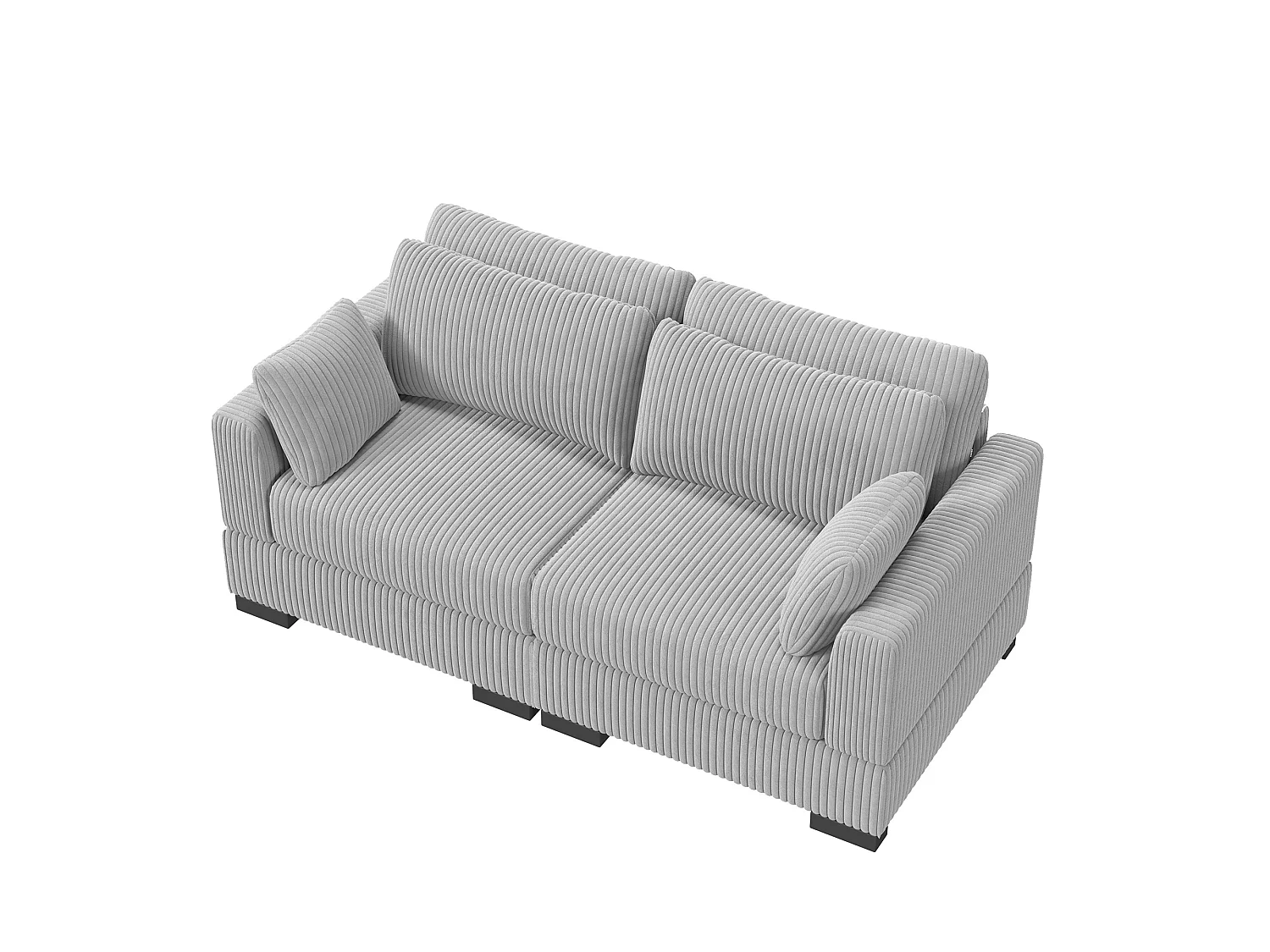 Canapé en forme de 2 places avec tabouret de rangement, canapé d'angle en velours côtelé avec ottoman, canapé doux pour salon, famille, gris