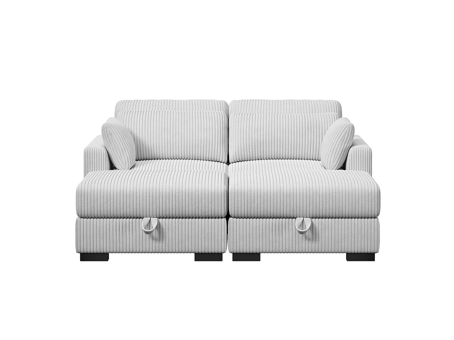 Canapé en forme de 2 places avec tabouret de rangement, canapé d'angle en velours côtelé avec ottoman, canapé doux pour salon, famille, gris