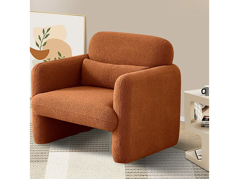 Canapé simple, moderne, en peluche, fauteuil rembourré avec coussin de taille, fauteuil de lecture confortable, pour salon et chambre à coucher, velours teddy (oran