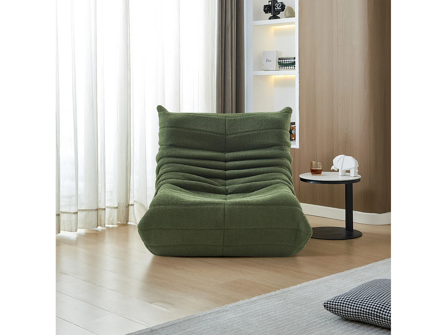 Fauteuil Paresseux avec Dossier - Grand Pouf Poire pour Adultes - Lazy Canapé Individuel Canapé de Sol, Chambre à Coucher - Vert